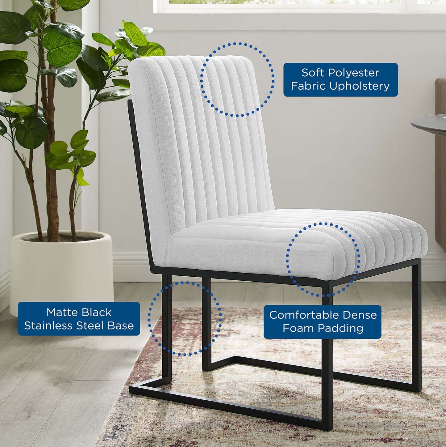 Indulge Channel Tufted Fabric Dining Chair | Polyester by Modway
