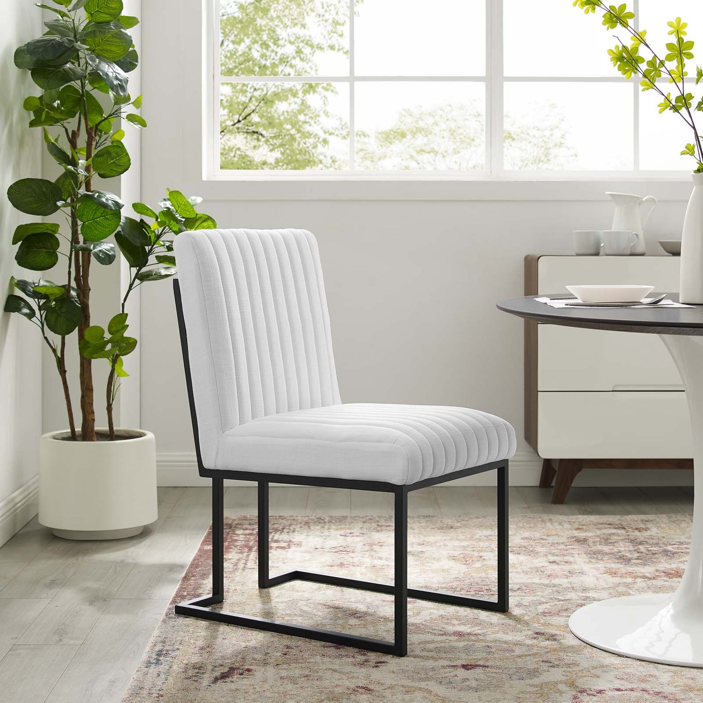 Indulge Channel Tufted Fabric Dining Chair | Polyester by Modway