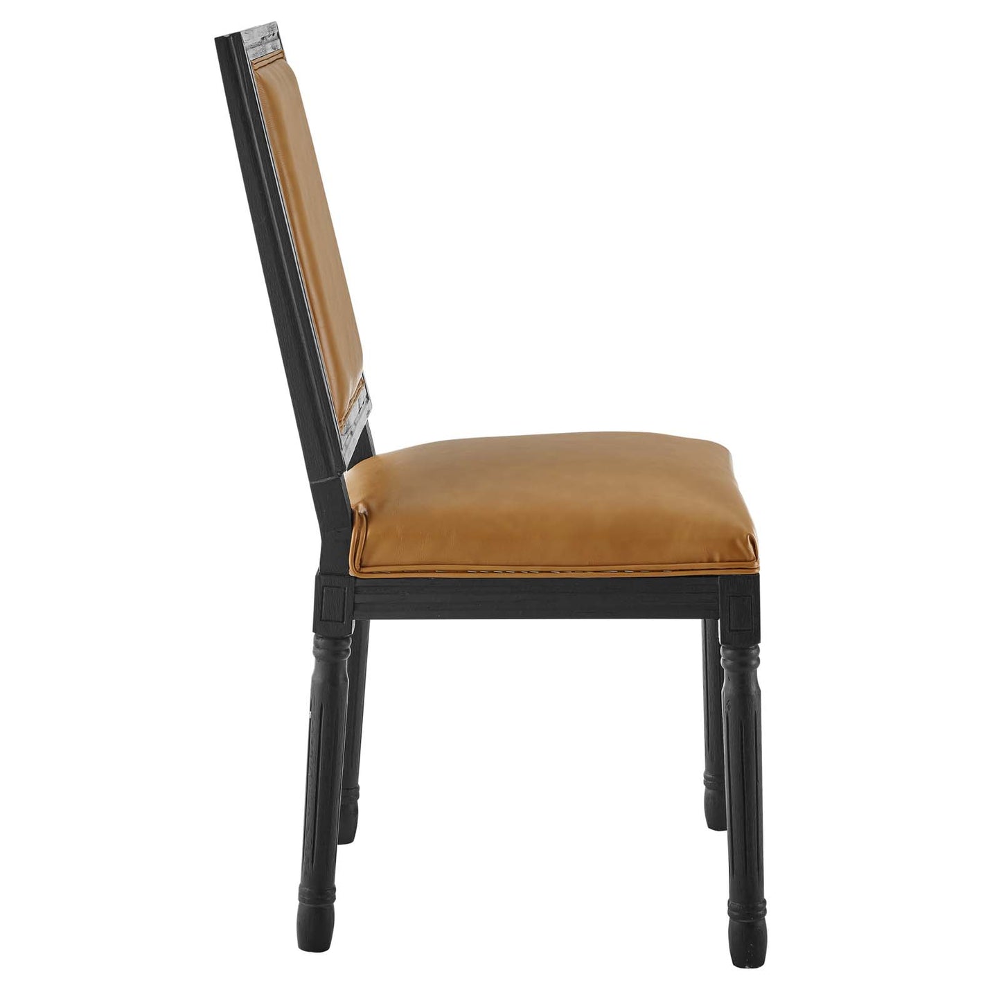 Court French Vintage Vegan Leather Dining Side Chair in Black Tan by Modway