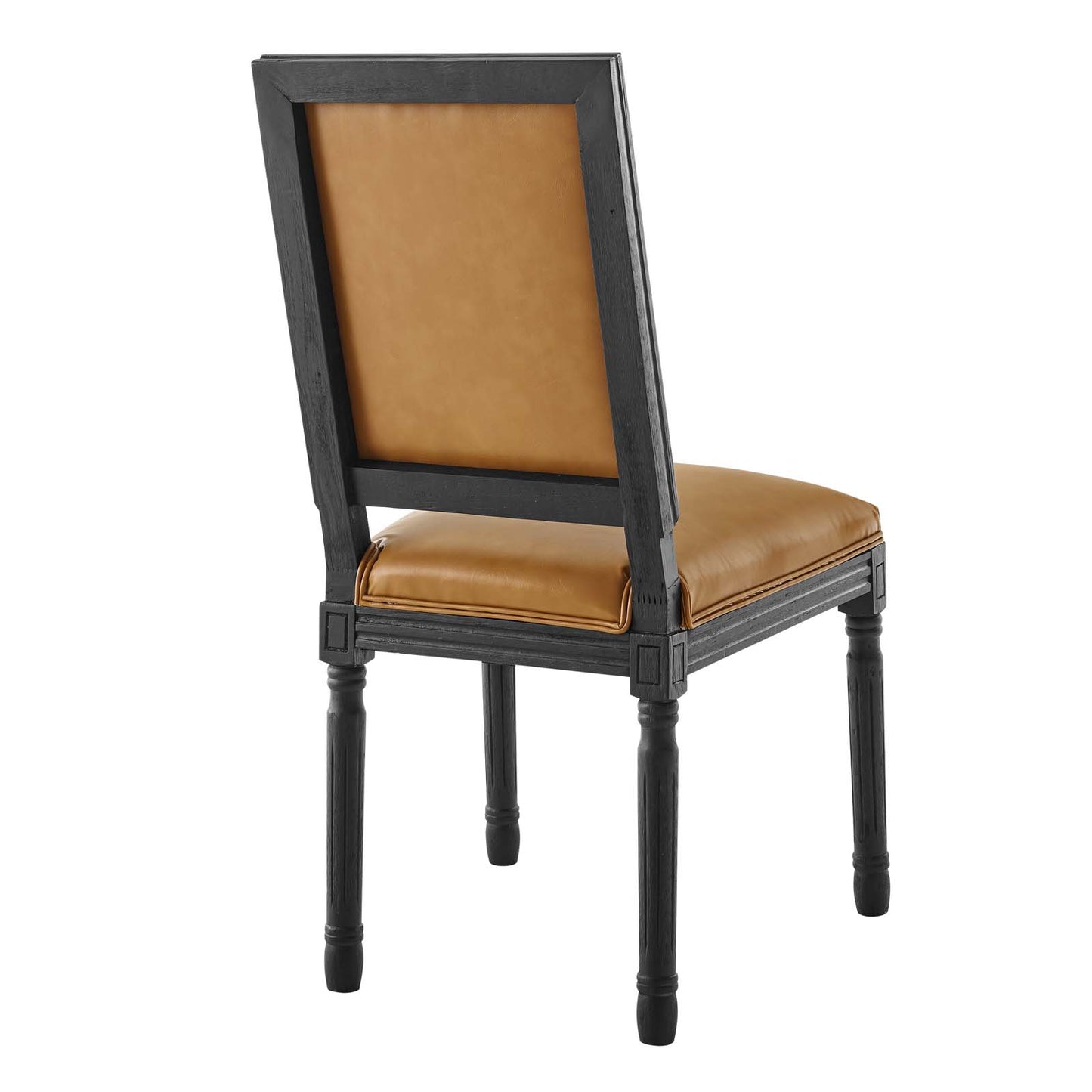 Court French Vintage Vegan Leather Dining Side Chair in Black Tan by Modway