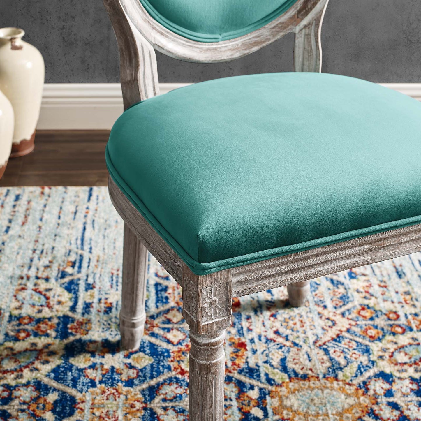 Emanate Vintage French Upholstered Fabric Dining Side Chair by Modway