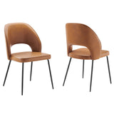 Nico Vegan Leather Dining Chair Set of 2 in Black Tan by Modway