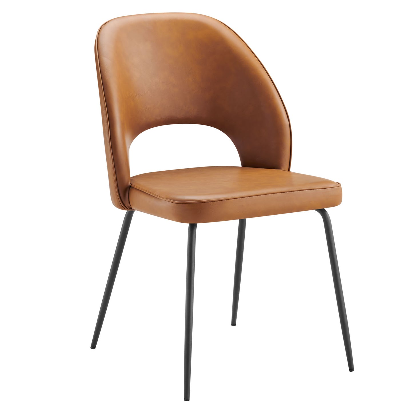 Nico Vegan Leather Dining Chair Set of 2 in Black Tan by Modway