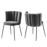 Virtue Performance Velvet Dining Chair Set of 2 by Modway