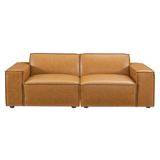 Restore Vegan Leather Loveseat in Tan by Modway