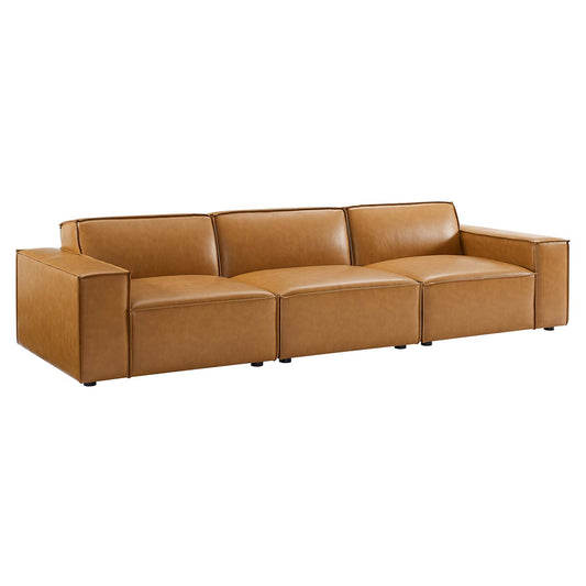 Restore Vegan Leather 3 Pieces Sofa in Tan by Modway