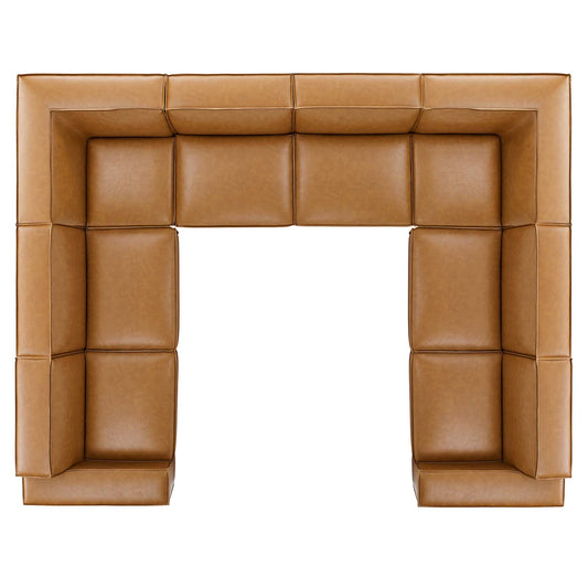 Restore 8 Pieces Vegan Leather Sectional Sofa in Tan by Modway
