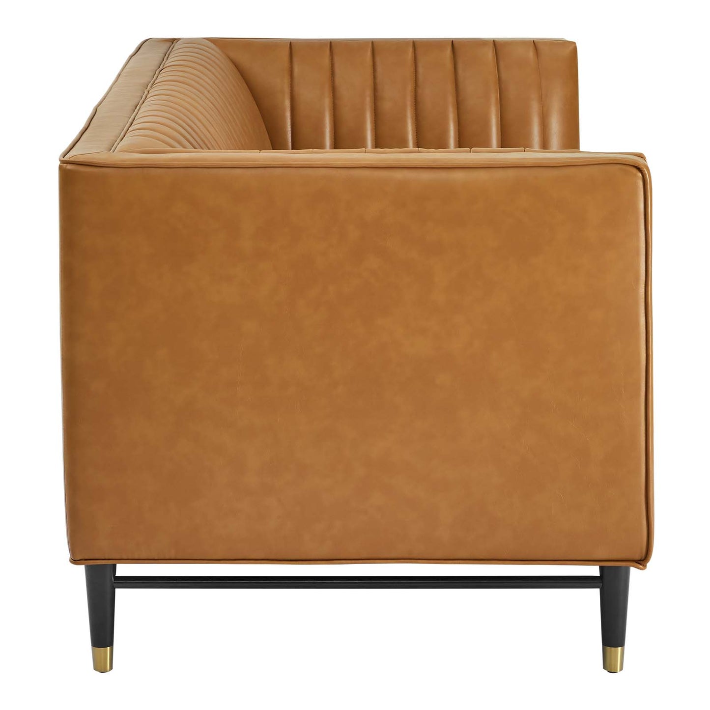 Devote Channel Tufted Vegan Leather Loveseat Tan by Modway