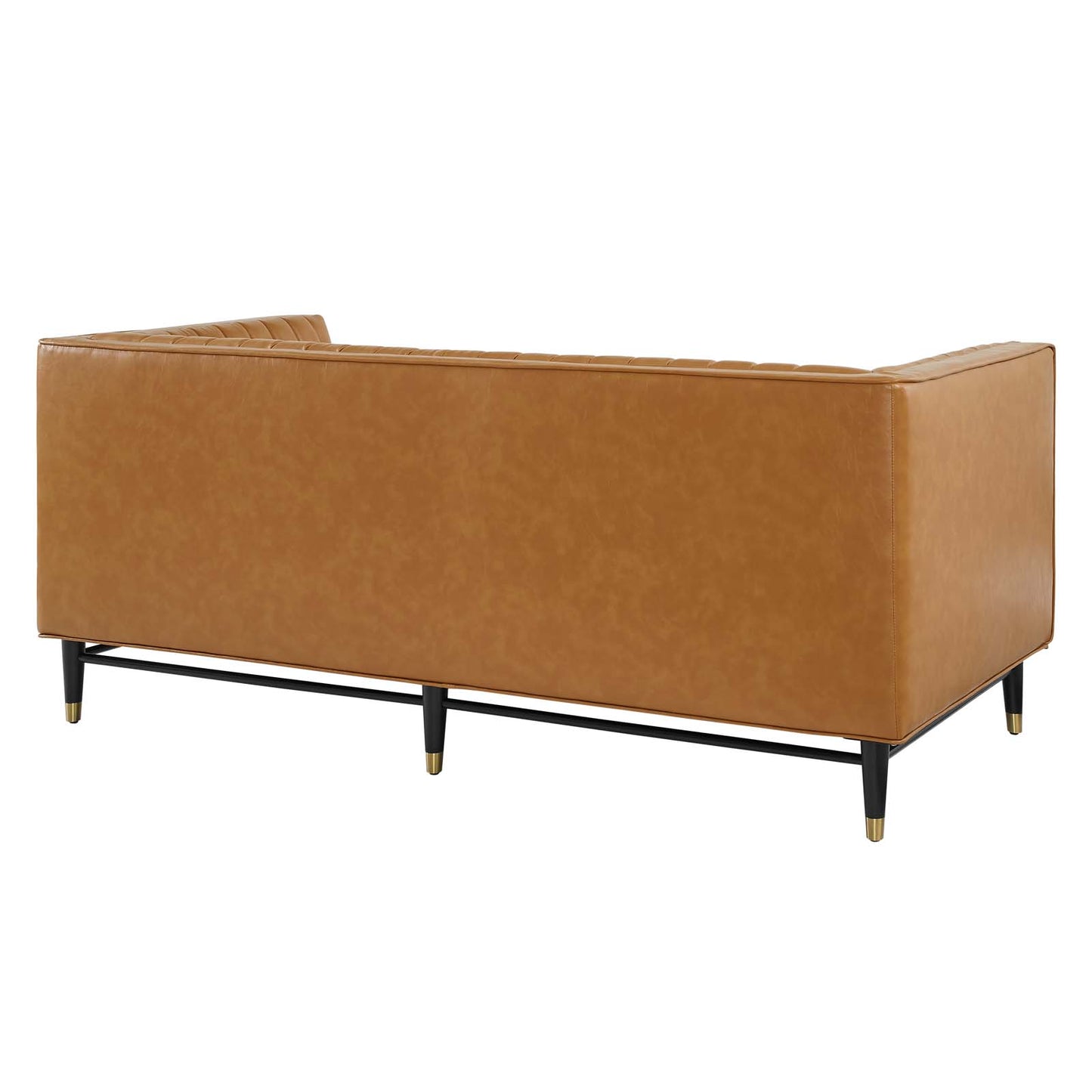 Devote Channel Tufted Vegan Leather Loveseat Tan by Modway