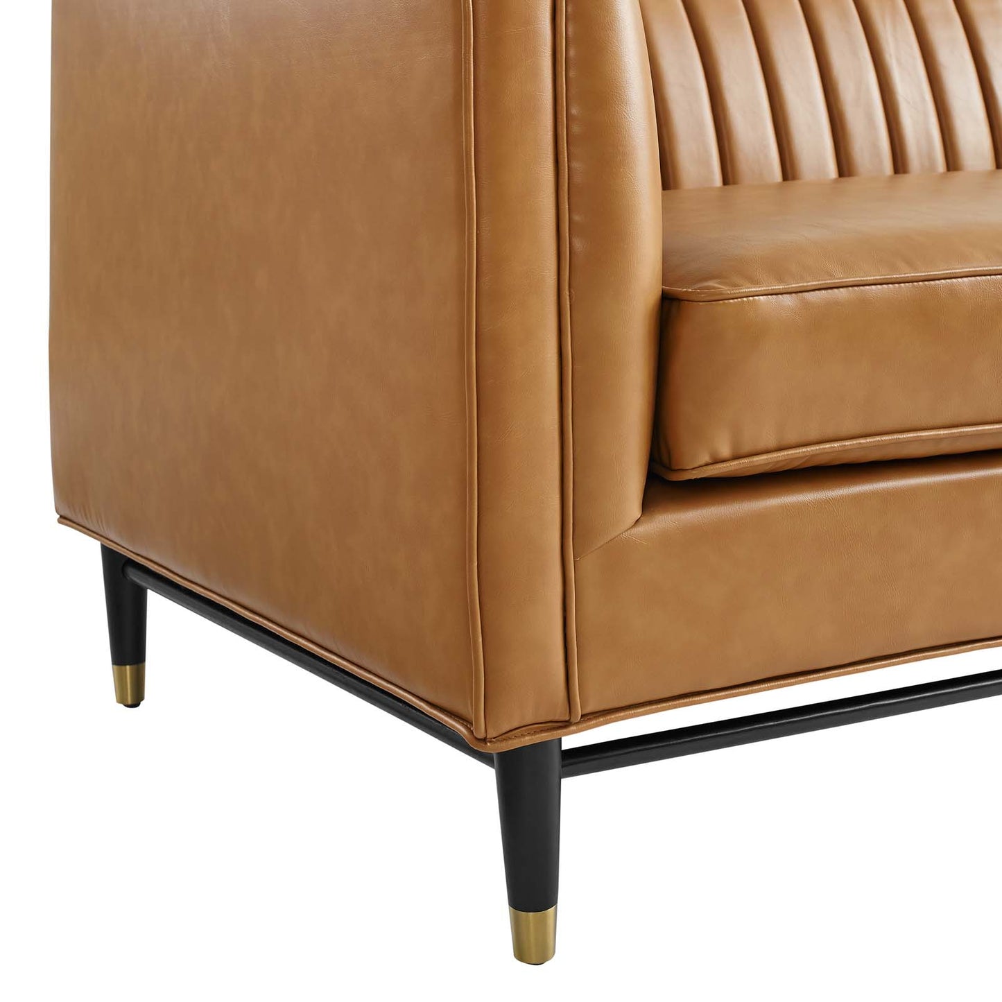 Devote Channel Tufted Vegan Leather Loveseat Tan by Modway