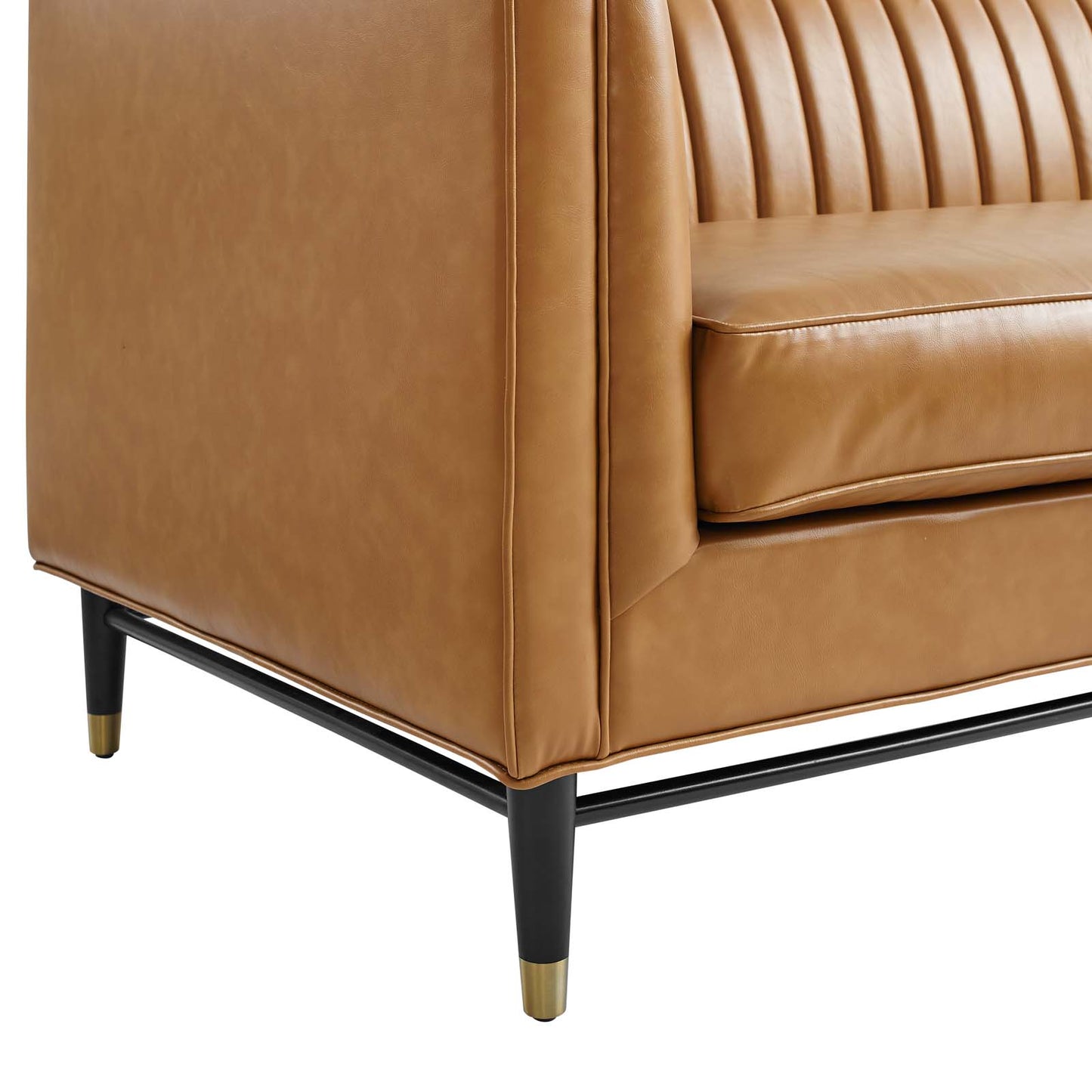 Devote Channel Tufted Vegan Leather Sofa Tan by Modway
