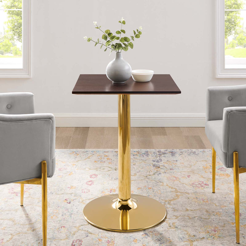Verne 24" Square Dining Table in Gold White by Modway