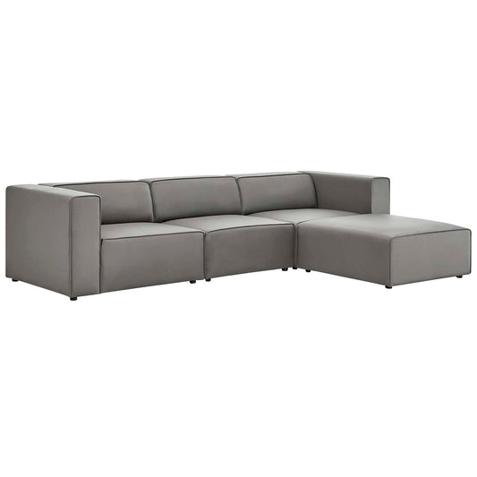 Mingle Vegan Leather Sofa and Ottoman Set Gray by Modway