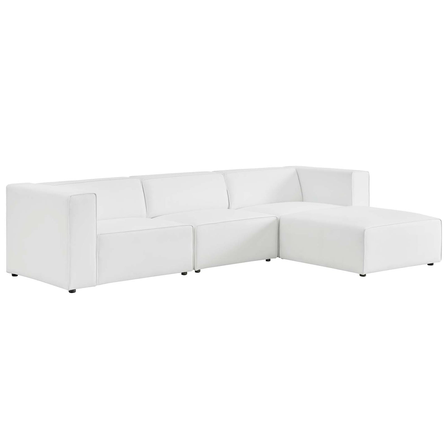 Mingle Vegan Leather Sofa and Ottoman Set Gray by Modway