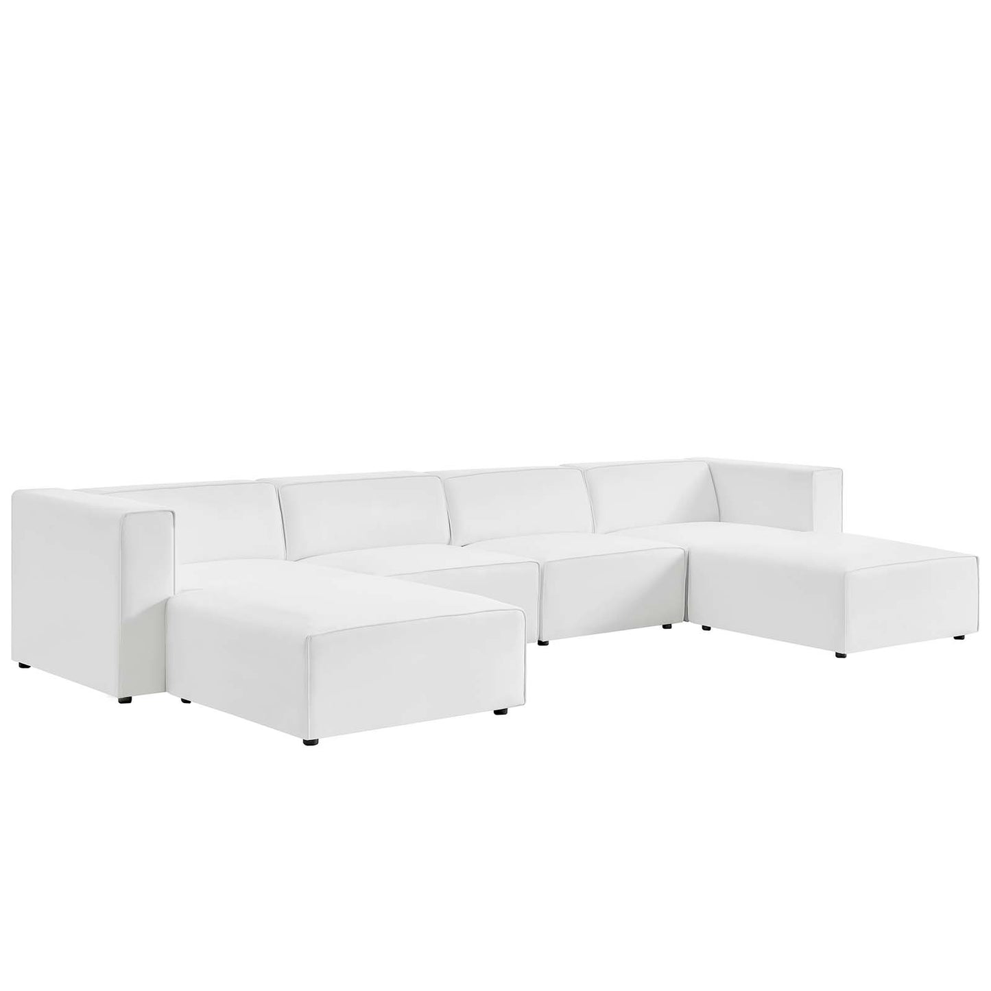 Mingle Vegan Leather 4-Piece Sofa and 2 Ottomans Set by Modway
