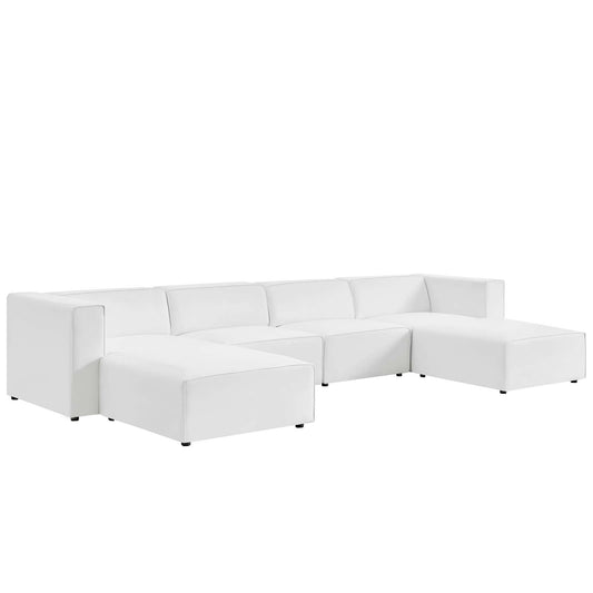 Mingle Vegan Leather 4-Piece Sofa and 2 Ottomans Set by Modway