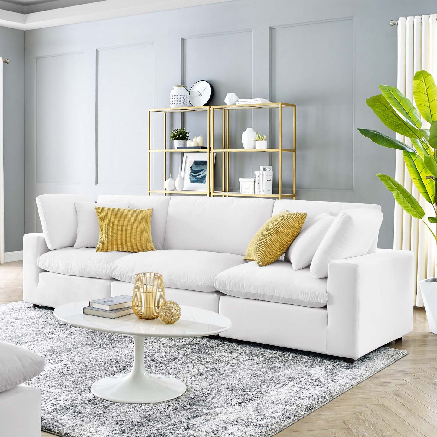 Commix Down Filled Overstuffed Performance Velvet 3-Seater Sofa by Modway