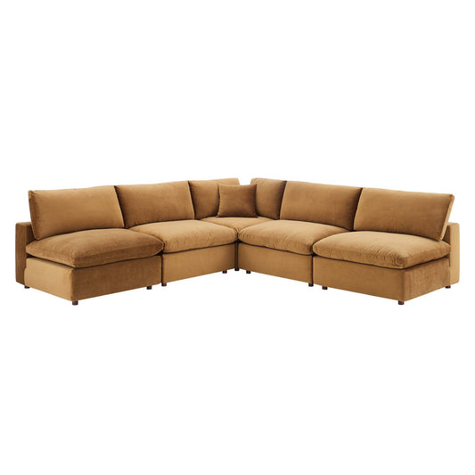 Commix Down Filled Overstuffed Performance Velvet 5-Piece Sectional Sofa by Modway