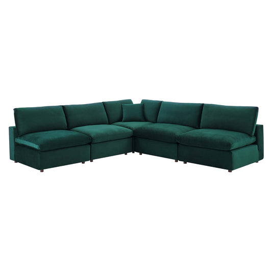 Commix Down Filled Overstuffed Performance Velvet 5-Piece Sectional Sofa by Modway