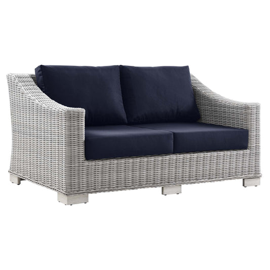 Conway Outdoor Patio Wicker Rattan Loveseat | Polyester by Modway