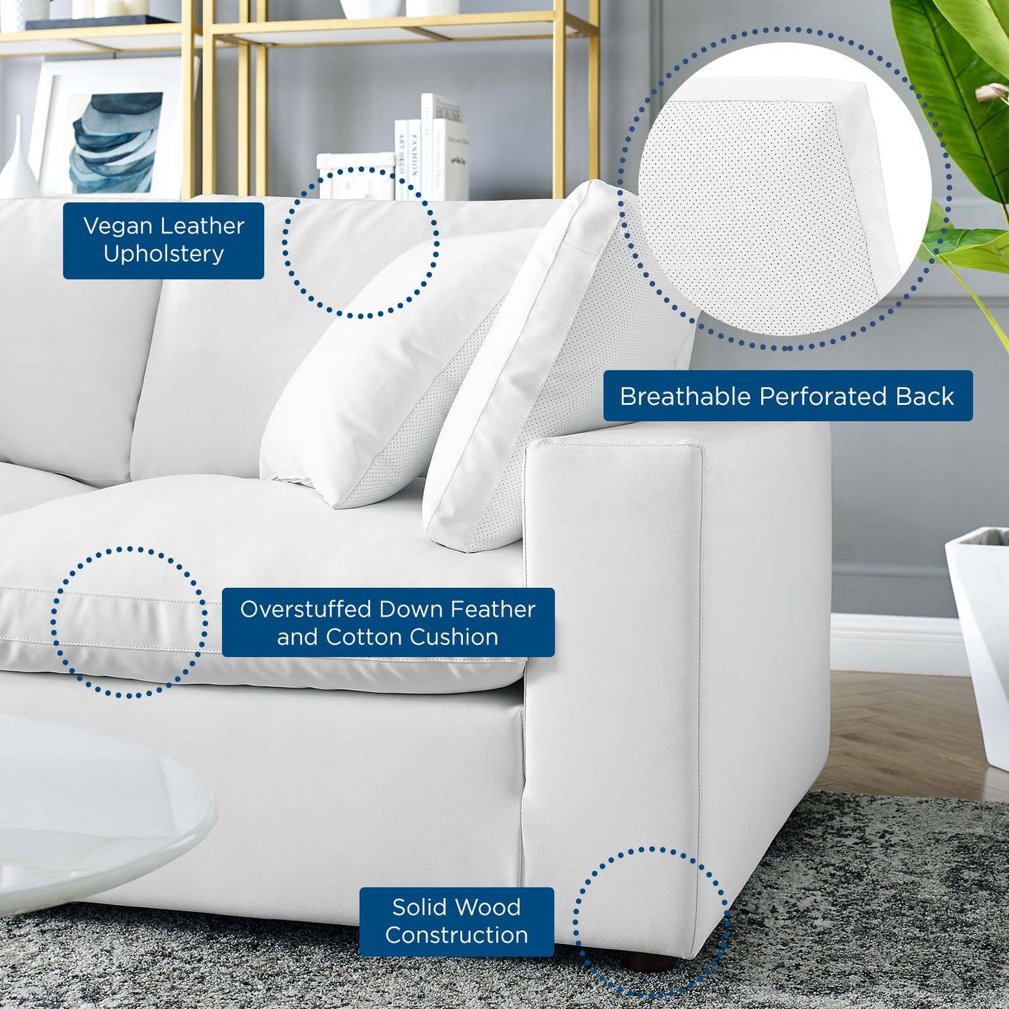 Commix Down Filled Overstuffed Vegan Leather Loveseat by Modway