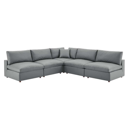Commix Down Filled Overstuffed Vegan Leather 5-Piece Sectional Sofa by Modway