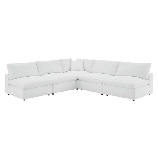 Commix Down Filled Overstuffed Vegan Leather 5-Piece Sectional Sofa by Modway