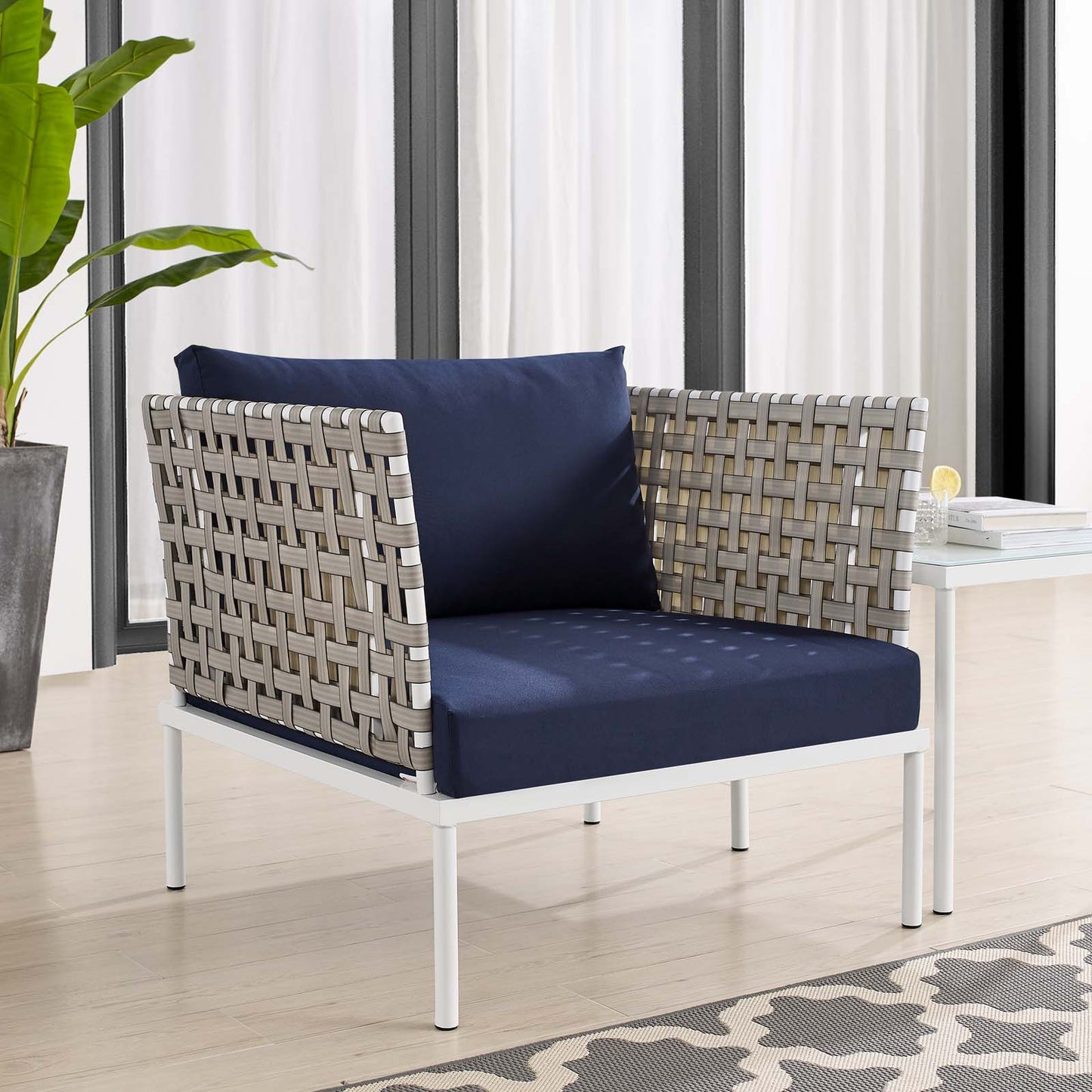 Harmony Sunbrella Basket Weave Outdoor Patio Aluminum Armchair by Modway