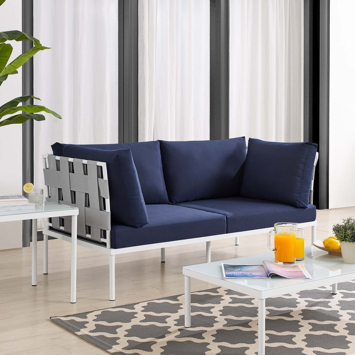 Harmony Sunbrella Outdoor Patio Aluminum Loveseat | Polyester by Modway