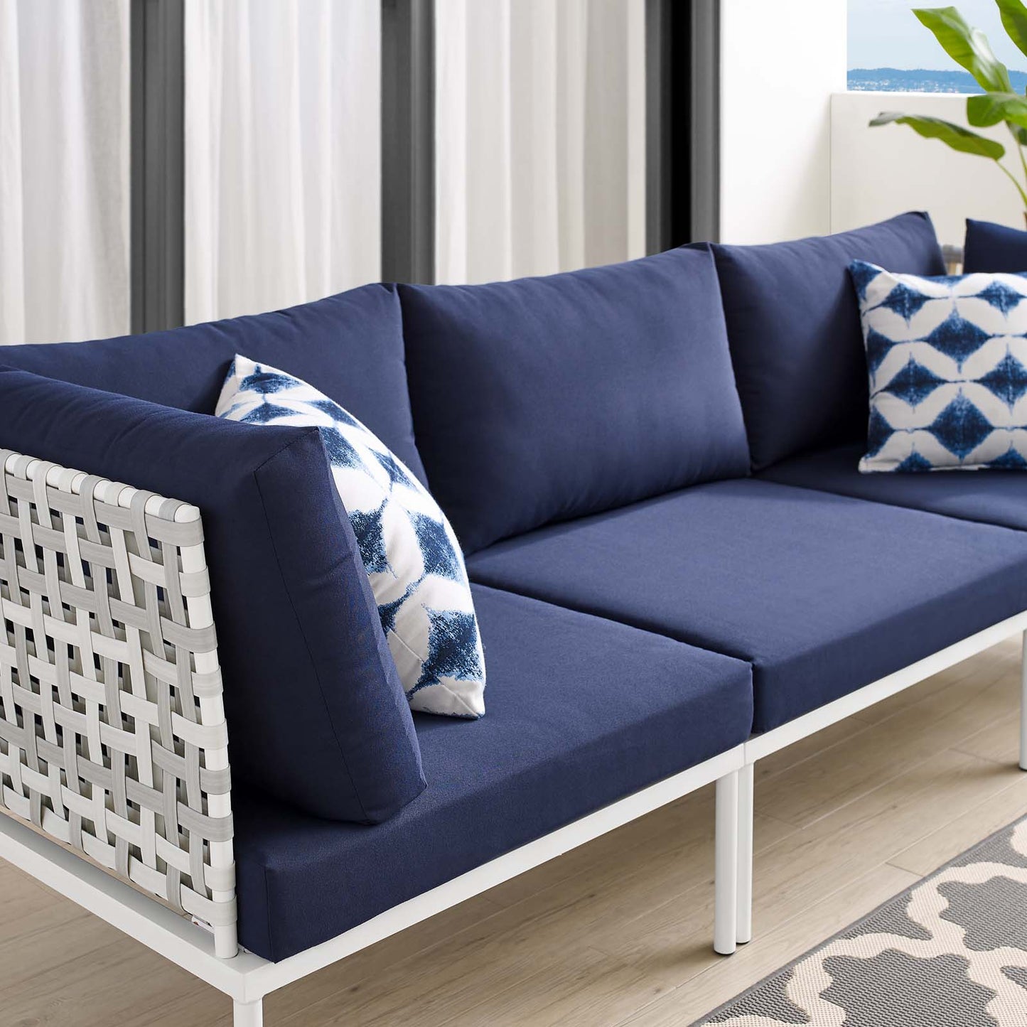 Harmony Sunbrella Basket Weave Outdoor Patio Aluminum Sofa by Modway
