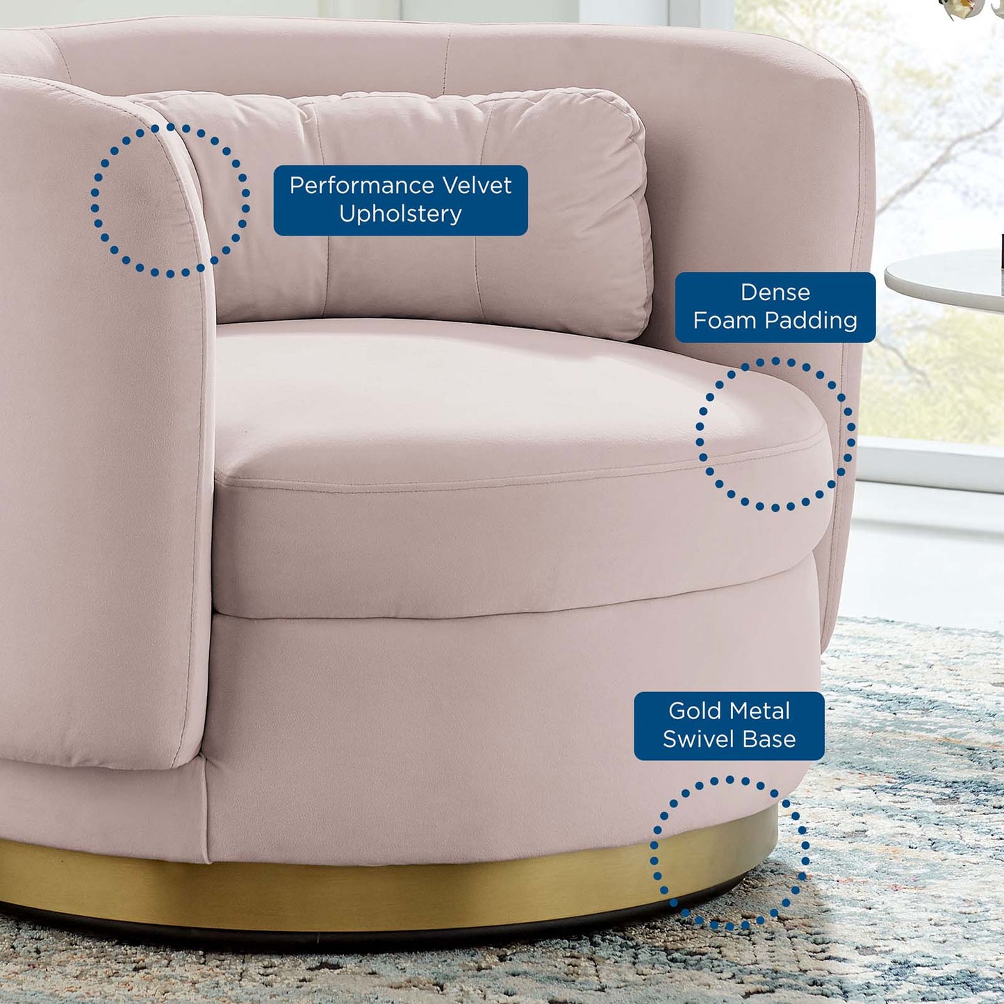 Relish Performance Velvet Performance Velvet Swivel Chair by Modway