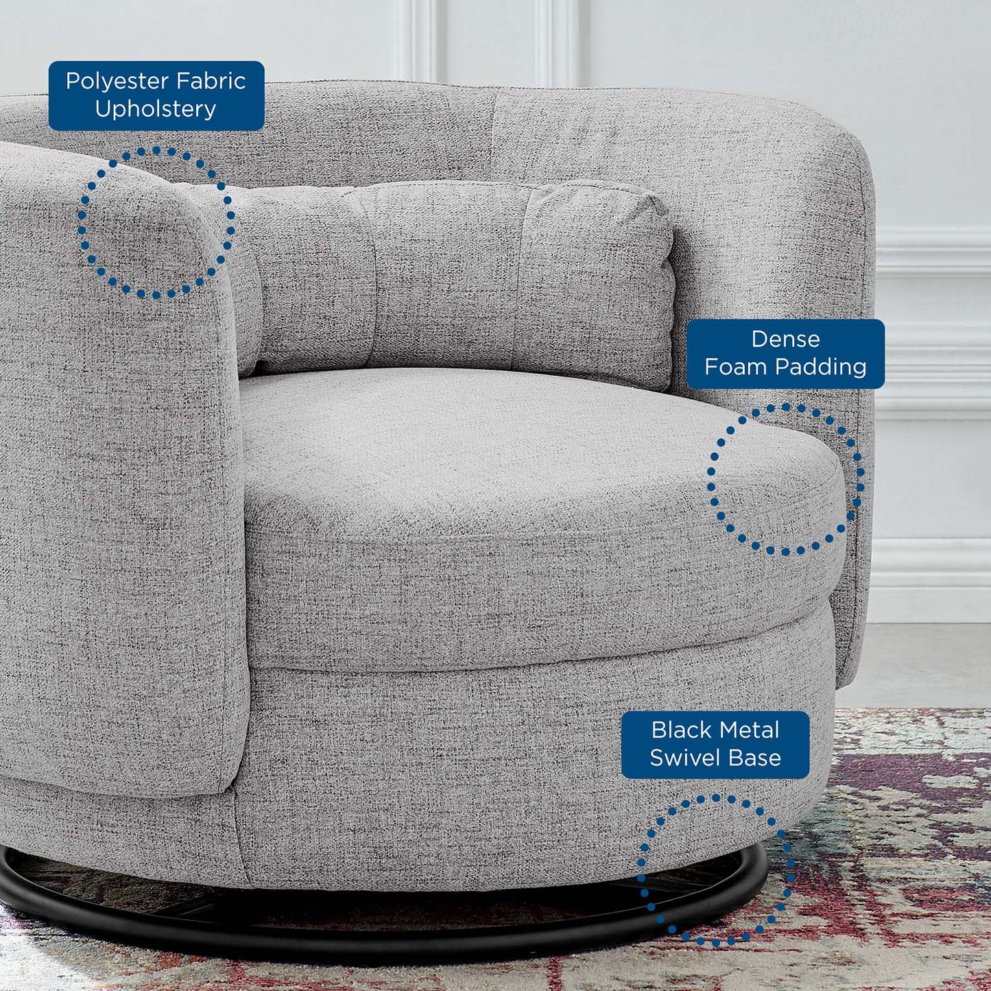 Relish Fabric Upholstered Upholstered Fabric Swivel Chair | Polyester by Modway