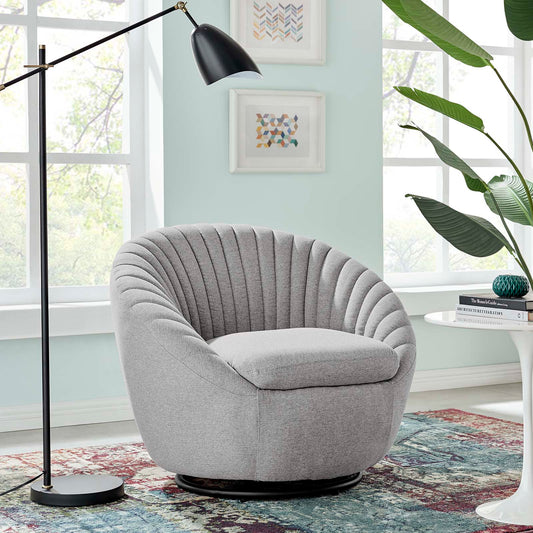 Whirr Tufted Fabric Fabric Swivel Chair | Polyester by Modway