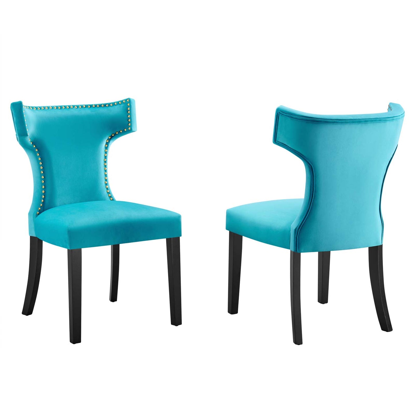 Curve Performance Velvet Dining Chairs (Set of 2) by Modway