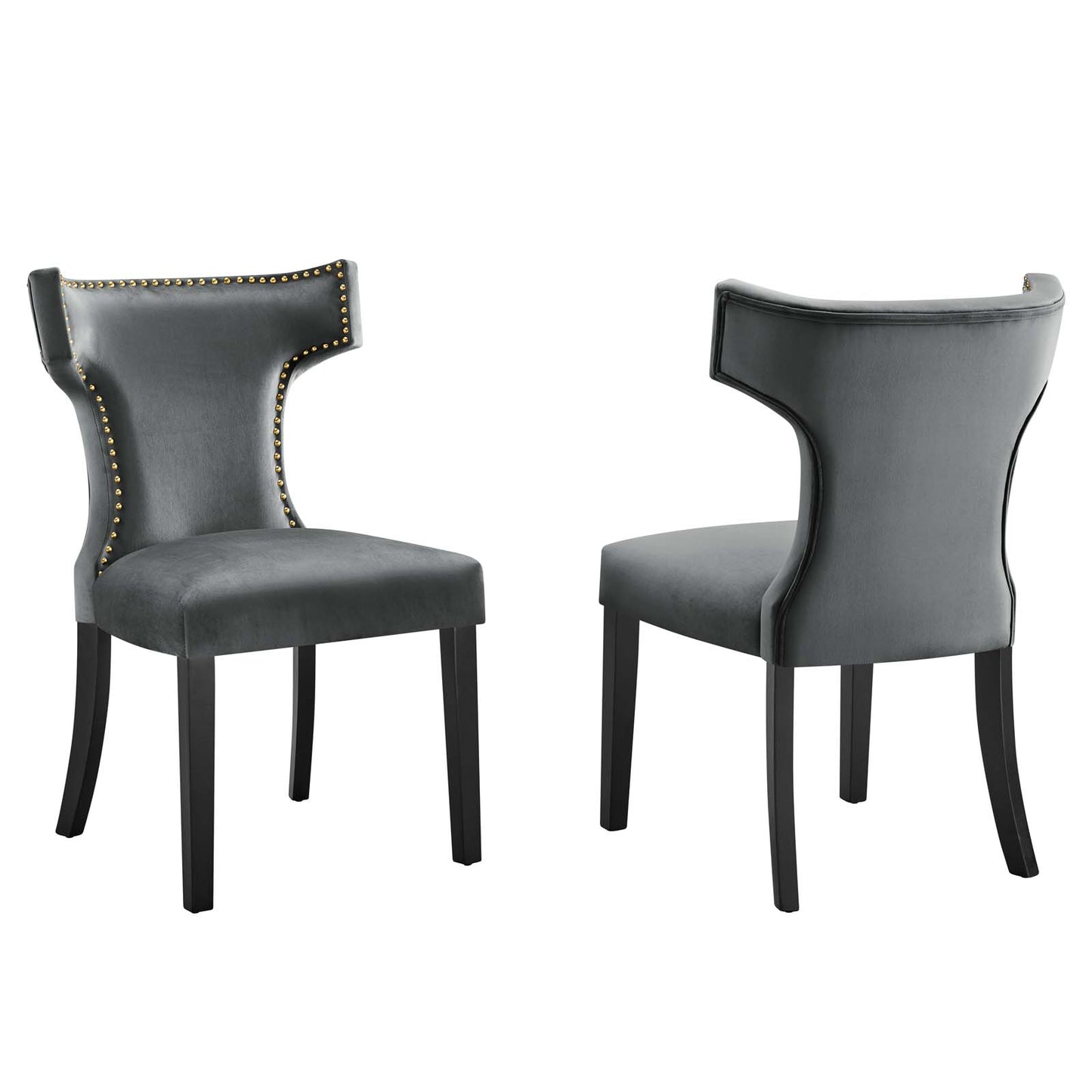 Curve Performance Velvet Dining Chairs (Set of 2) by Modway