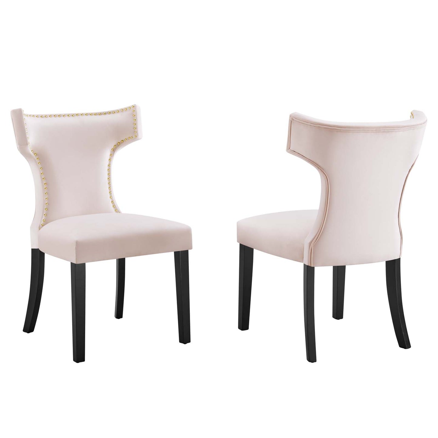 Curve Performance Velvet Dining Chairs (Set of 2) by Modway