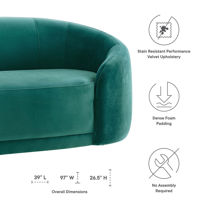 Contessa Performance Velvet Sofa in Teal by Modway