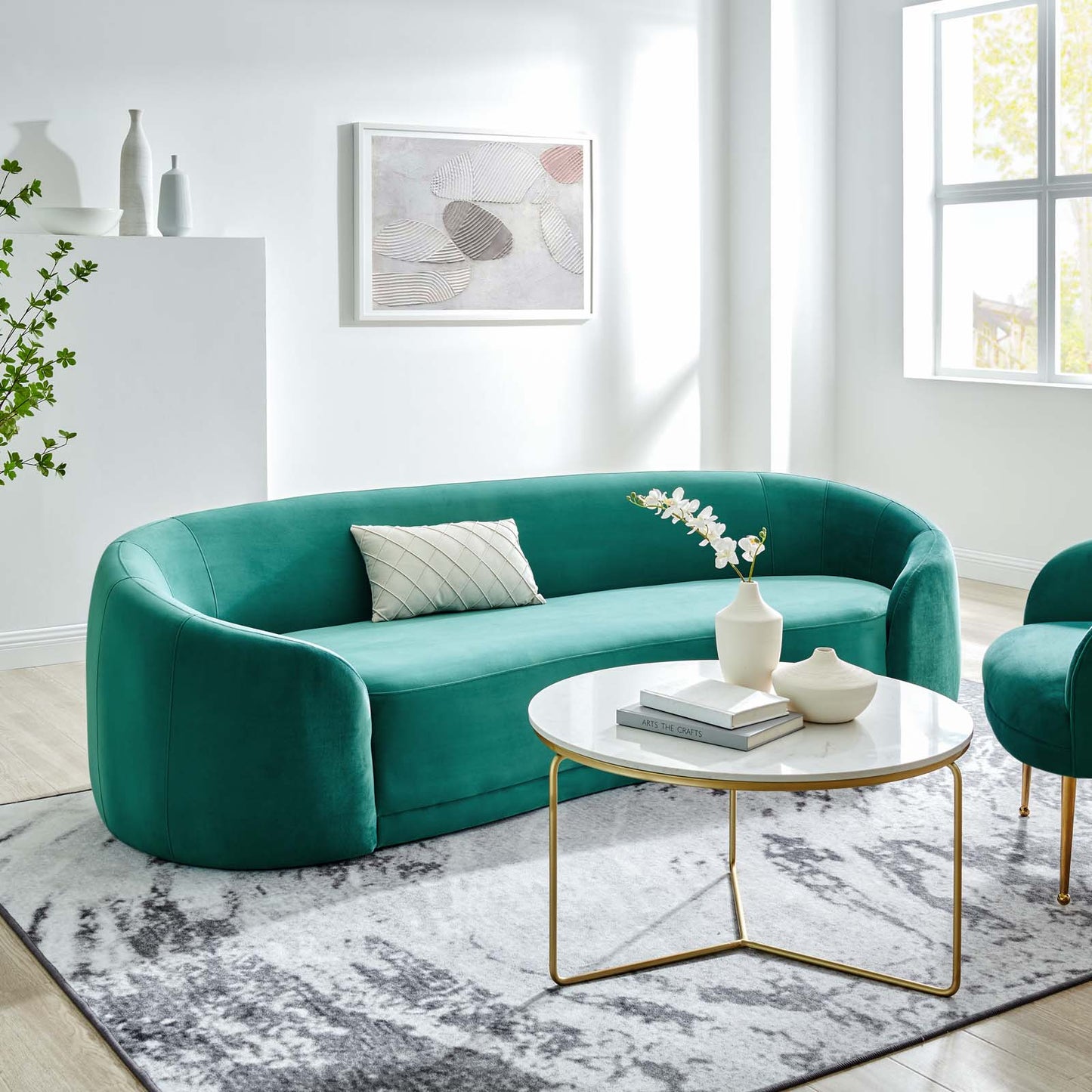 Contessa Performance Velvet Sofa in Teal by Modway