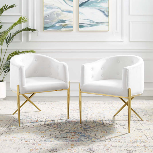 Savour Accent Dining Armchair Performance Velvet Set of 2 by Modway