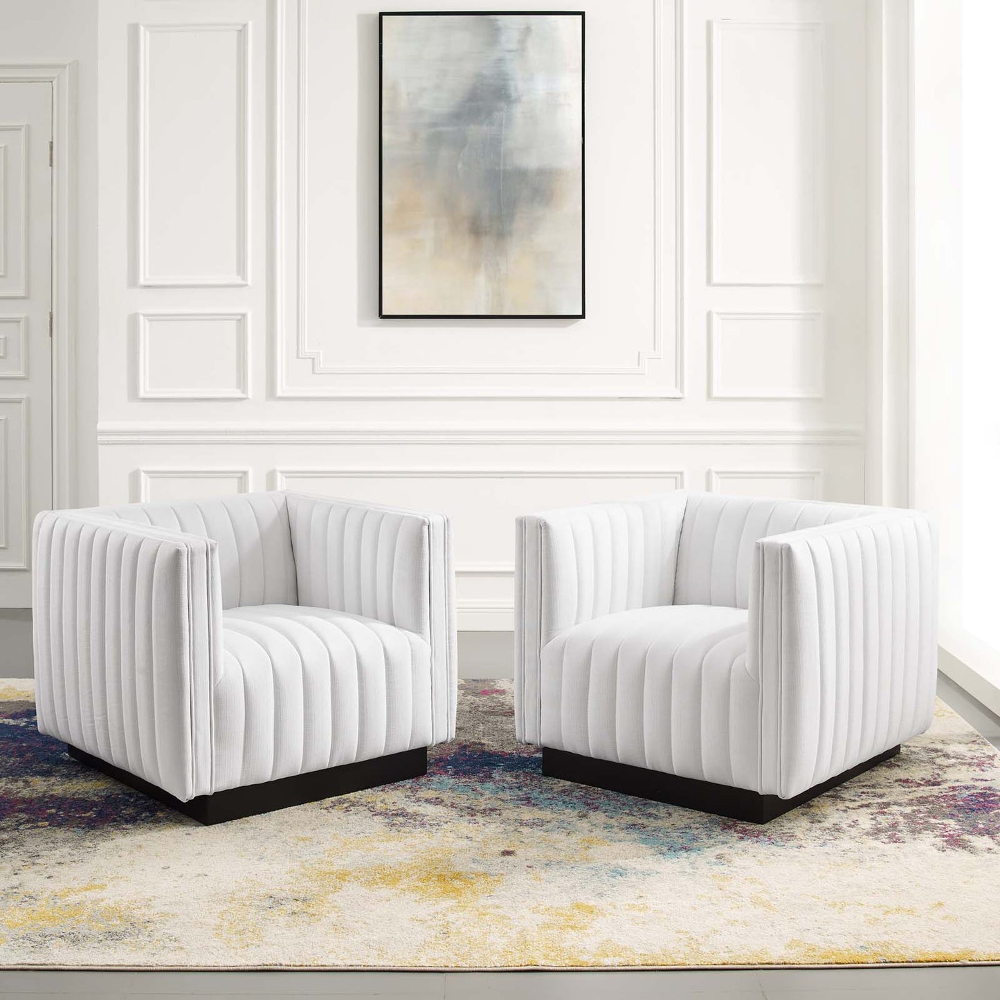 Conjure Tufted Armchair Upholstered Fabric Set of 2 | Polyester by Modway