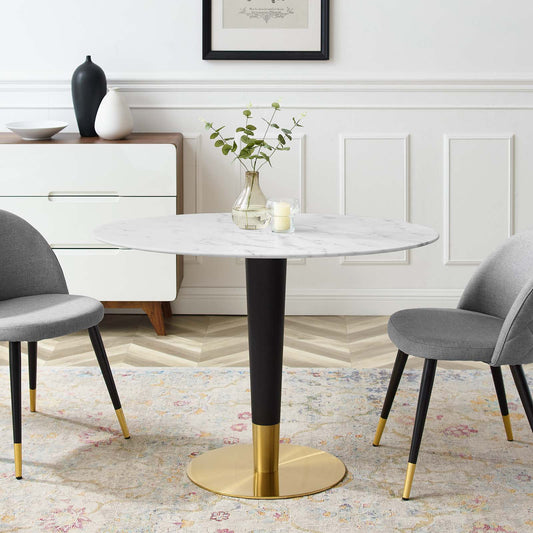 Zinque 42" Oval Dining Table Gold White by Modway