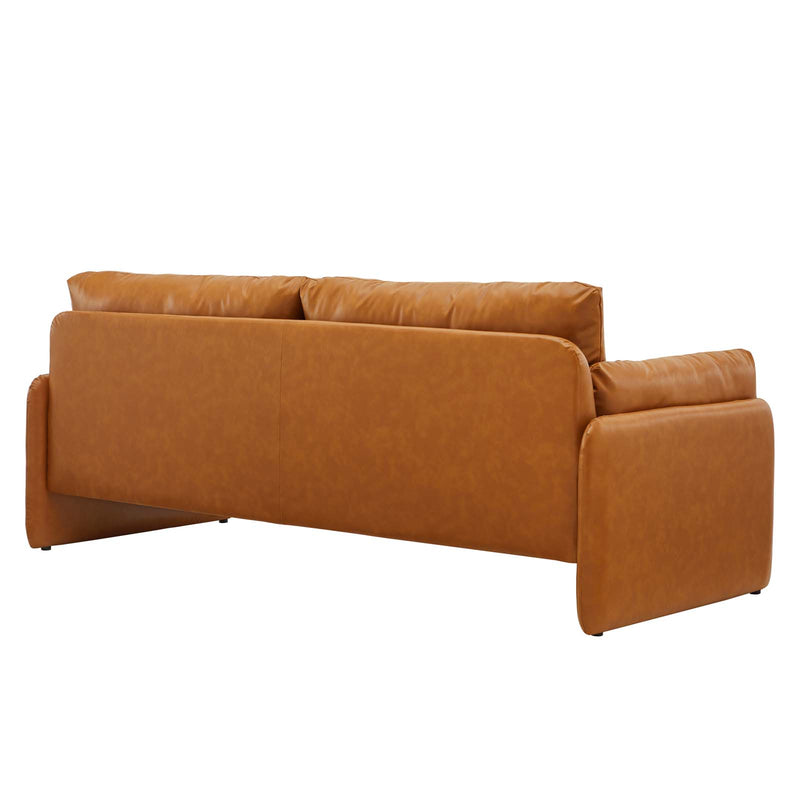 Indicate Vegan Leather Sofa in Tan by Modway