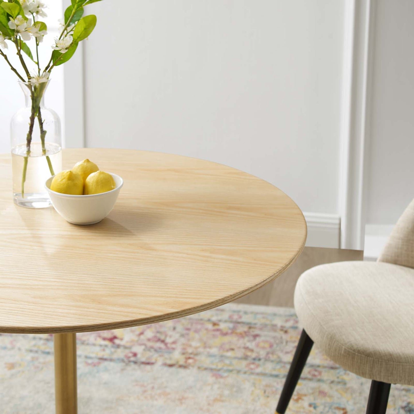 Lippa 36" Wood Dining Table Gold Natural by Modway