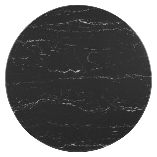 Lippa 28" Artificial Marble Dining Table Gold Black by Modway