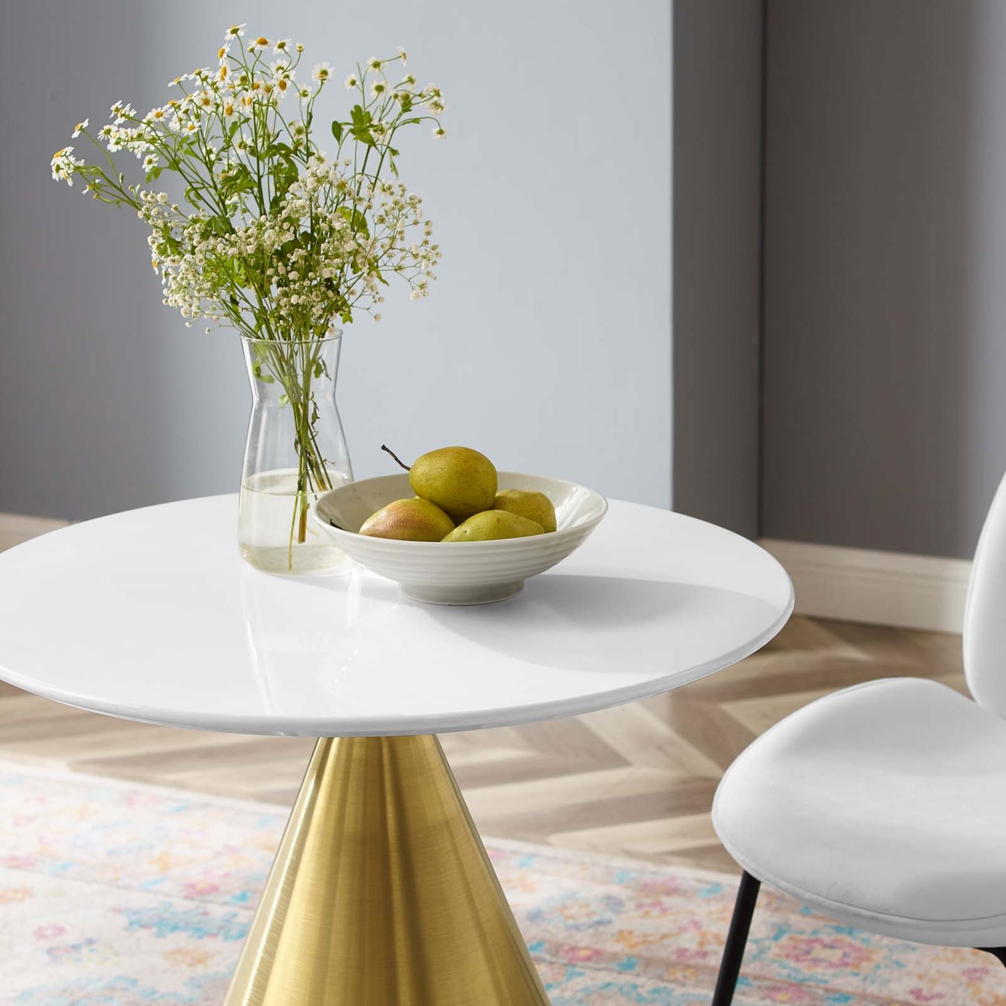 Tupelo 28" Dining Table Gold White by Modway