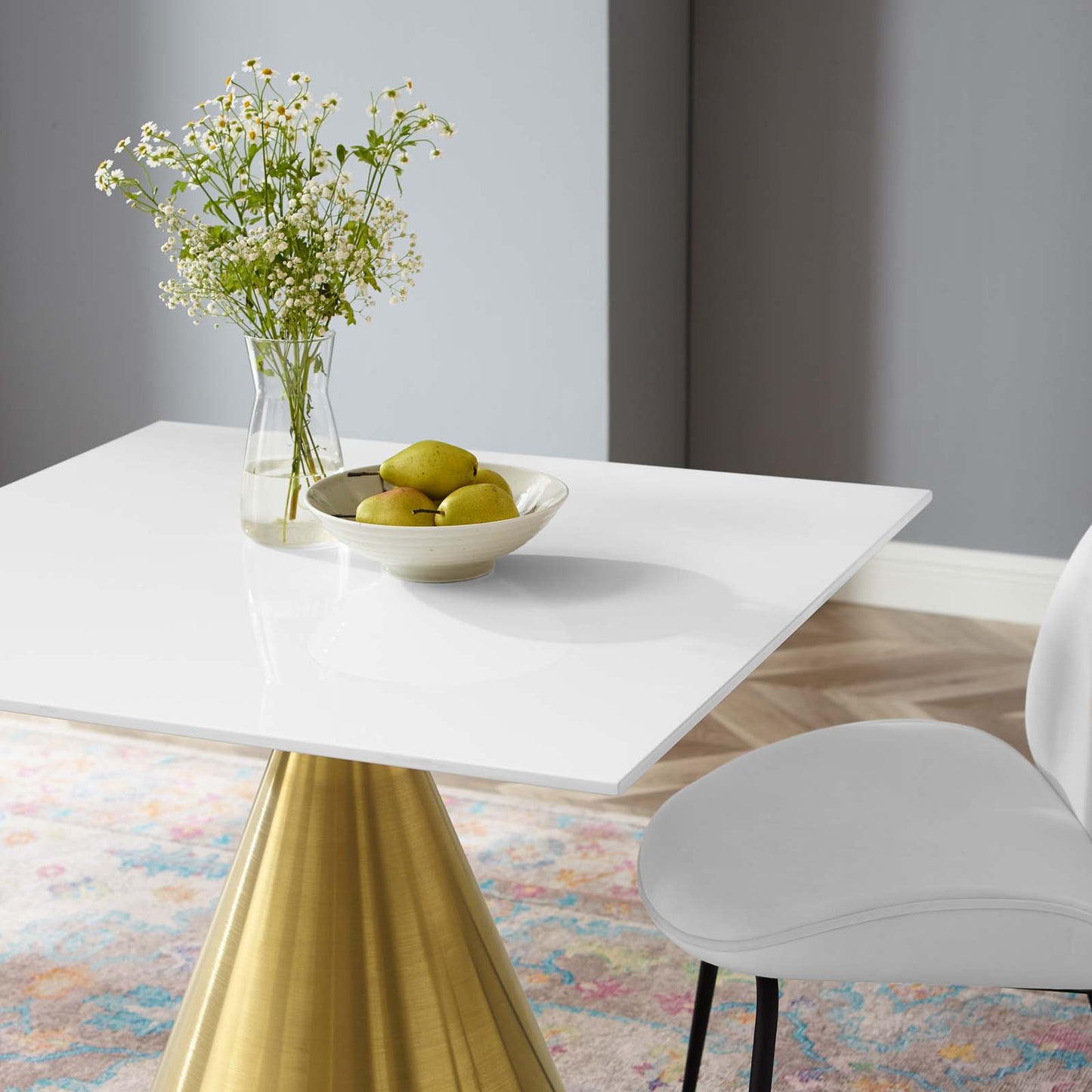 Tupelo 36" Square Dining Table Gold White by Modway