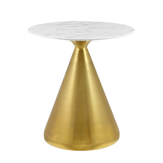 Tupelo 28" Artificial Marble Dining Table Gold White by Modway