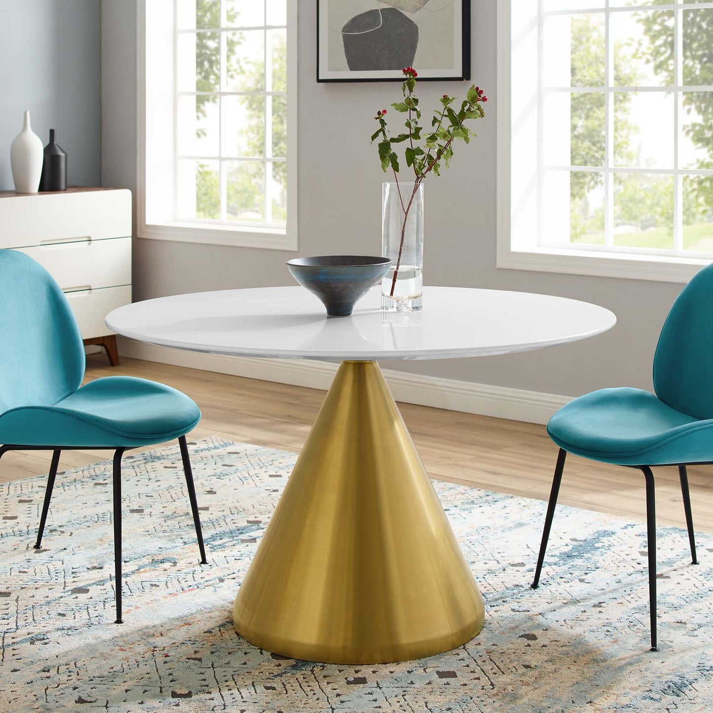 Tupelo 47" Dining Table Gold White by Modway