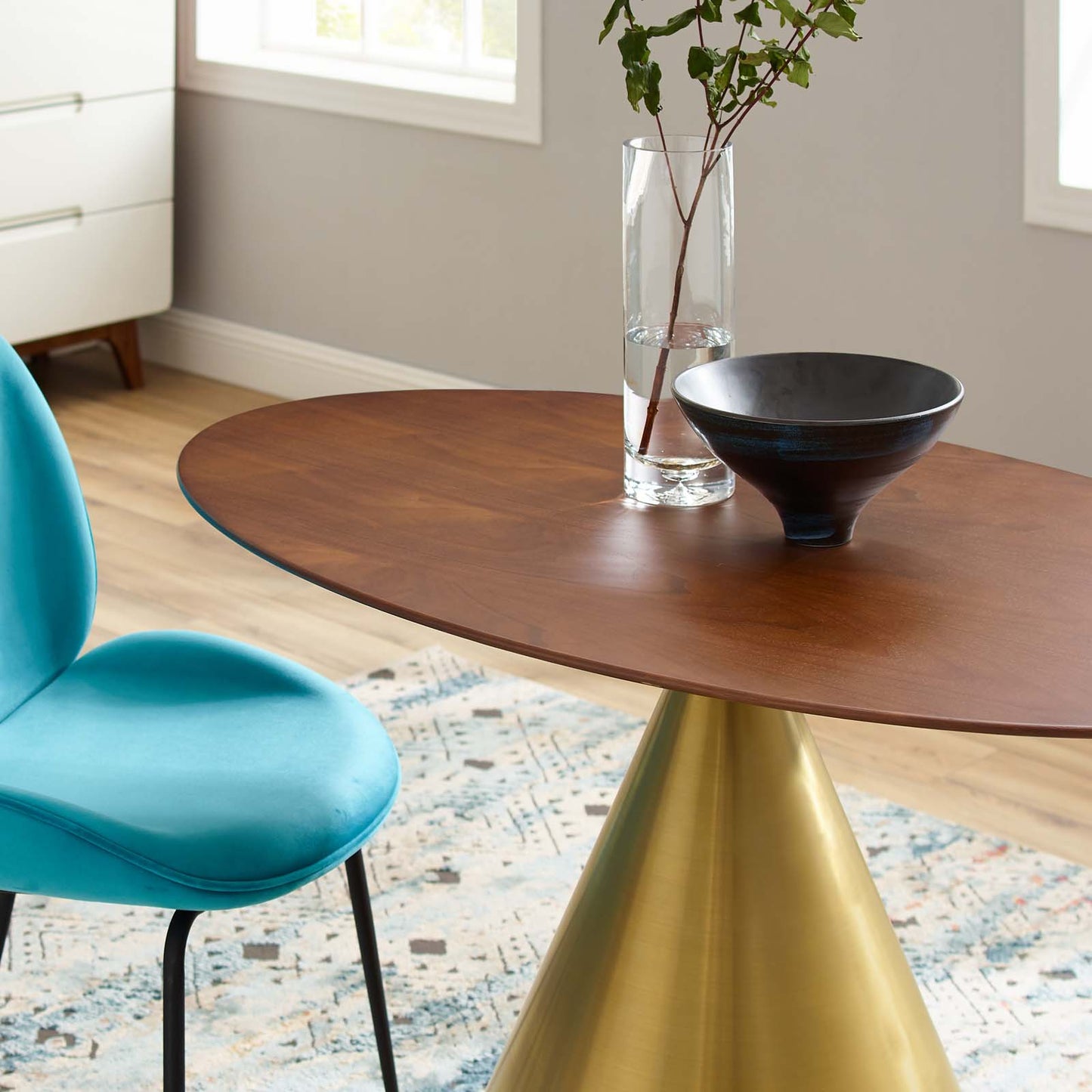 Tupelo 48" Oval Dining Table Gold Walnut by Modway