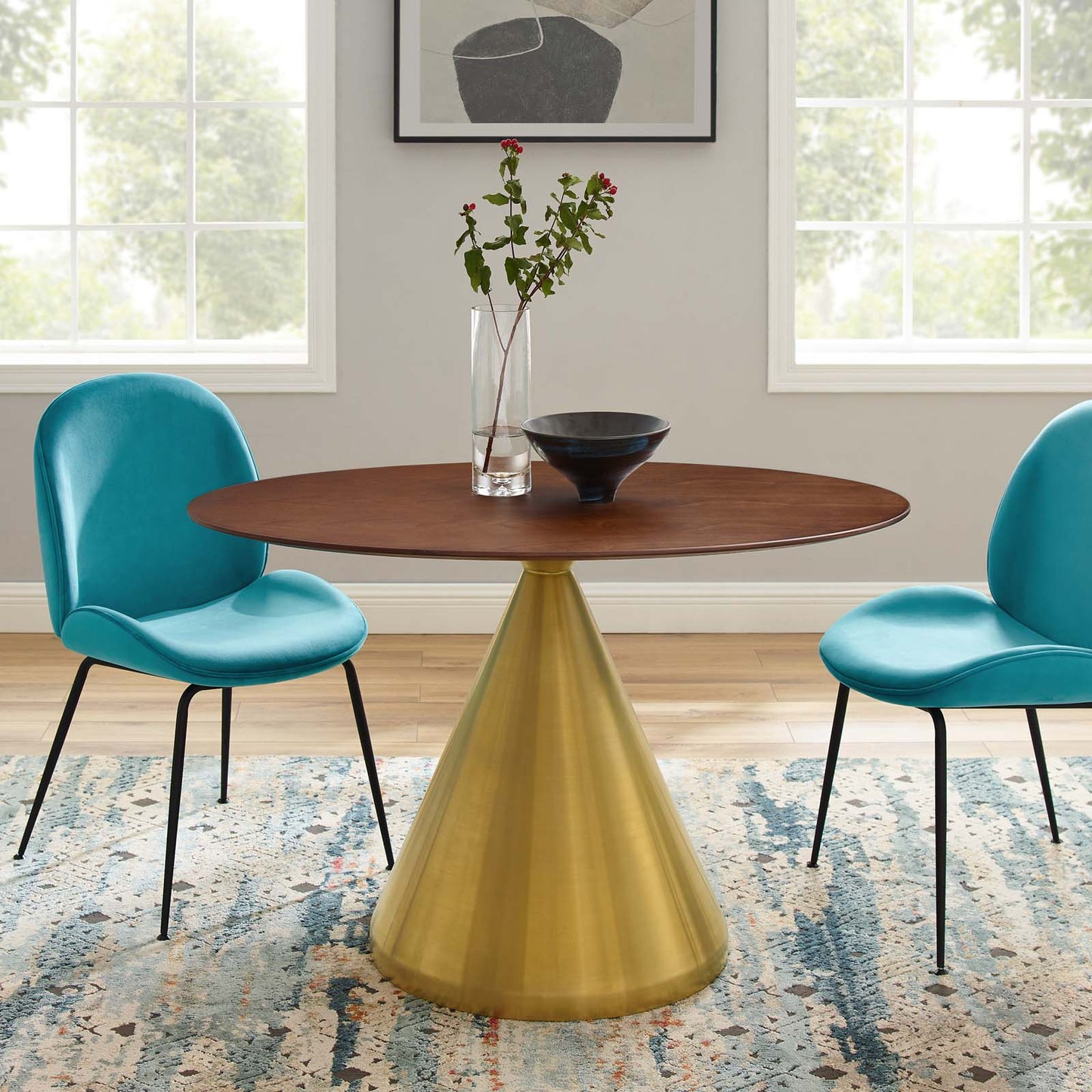 Tupelo 48" Oval Dining Table Gold Walnut by Modway